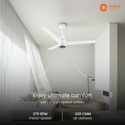 Orient Electric I Tome Pro 1200 mm BLDC Ceiling Fan with Remote & LED Indicator Lights, 5 Star Rated Energy Efficient Fan with High Air Delivery - White