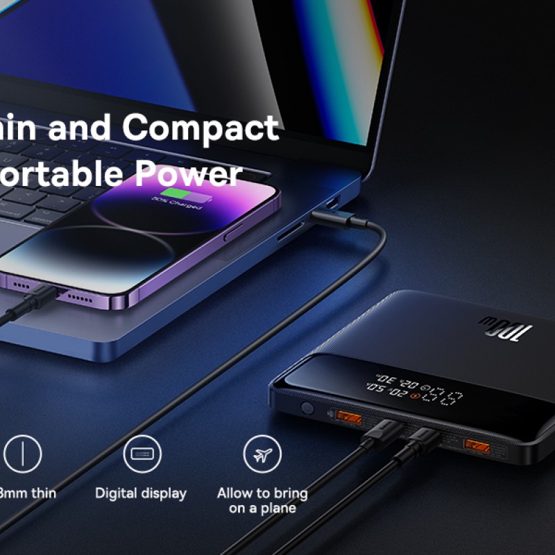 Baseus Blade Power Digital Display Fast Charging Power Bank HD Edition 20000mAh 100W Black (with Baseus Xiaobai Series Fast Charging Cable Type-C to C Baseus Blade Power Digital Display Fast Charging Power Bank HD Edition 20000mAh 100W Black (with Baseus Xiaobai Series Fast Charging Cable Type-C to C