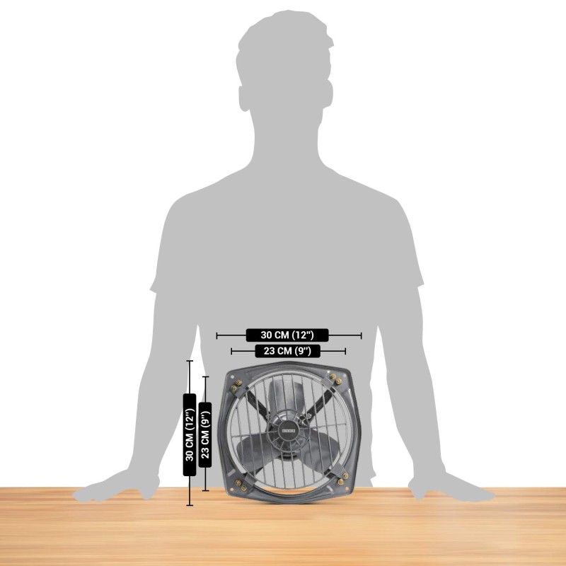 Usha Aeroclean 230mm (9Inch) Exhaust Fan | Goodbye Oil & Dust Lacquer Coating | 100% Copper Motor | Scratch&StainResistant | Aerodynamically Balanced Blades | 2Year Warranty| Metallic Grey