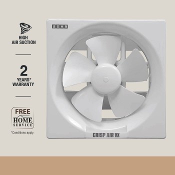 USHA Crisp Air VX 200mm (8-Inch) Exhaust Fan for Bathroom | 100% Copper Motor | Inbuilt Back Shutters |Detachable Oil & Dust Collector | Thermal Fuse Protection | Quiet Operation | White
