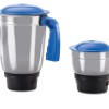 Usha MG3750 MG 500-Watt 2 Stainless Steel Jars with 3-speed mode,100% Copper Motor with 2 years Product Warranty & 5 Years Motor Warranty, White & Blue
