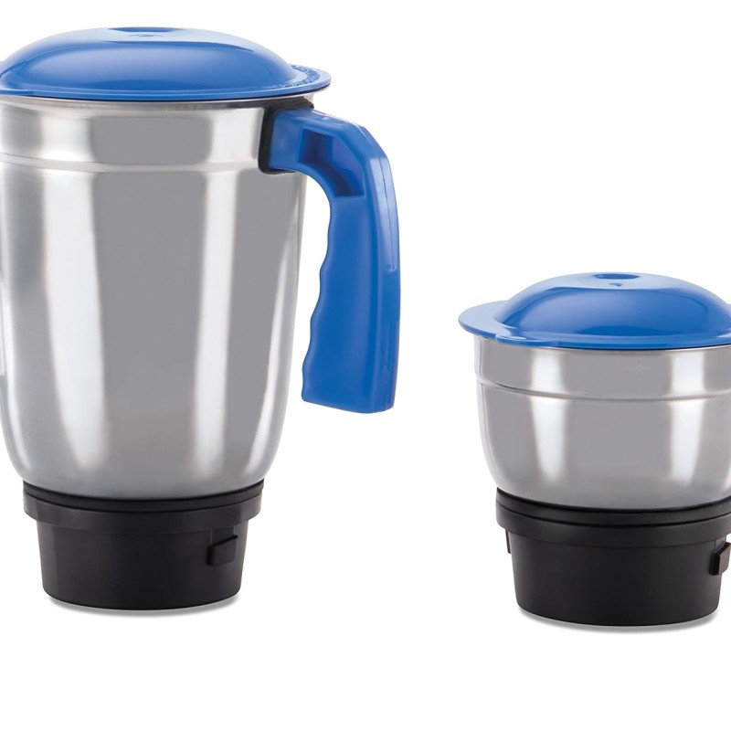 Usha MG3750 MG 500-Watt 2 Stainless Steel Jars with 3-speed mode,100% Copper Motor with 2 years Product Warranty & 5 Years Motor Warranty, White & Blue