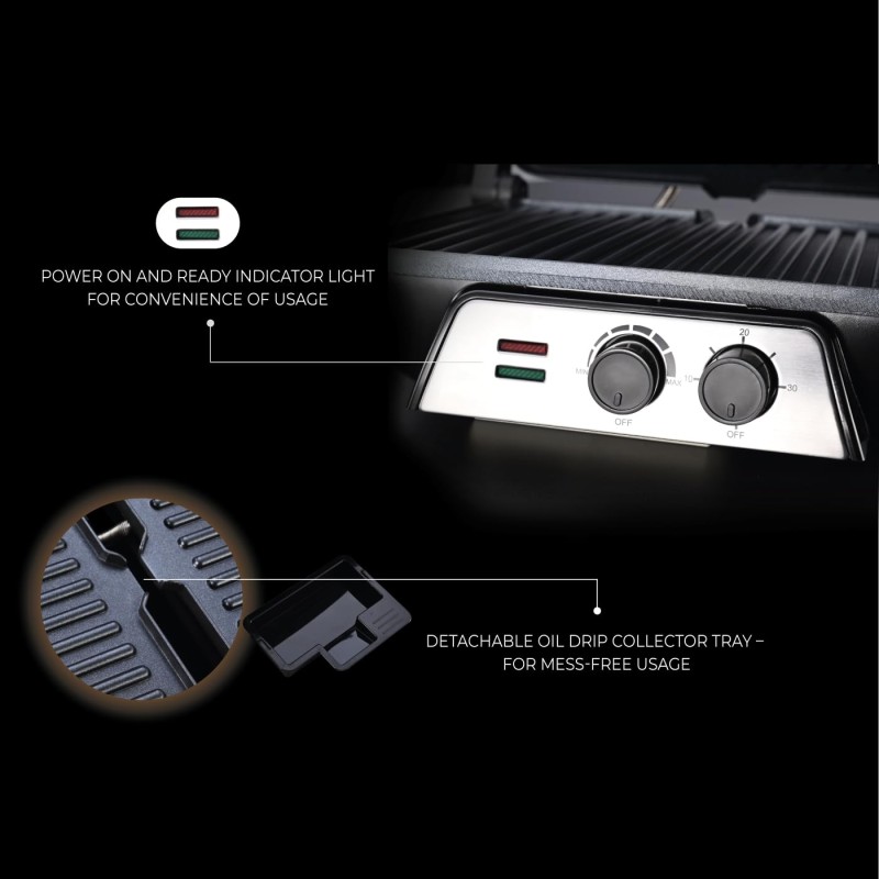 Usha iChef Sandwich Grill | 2000 Watt| Large 4 Slice Flat Bread Griller | 0-180° Flat Bed | Temperature and Timer Control | Auto Shut-off after Pre-Set time |2 Years Warranty (Stainless steel)