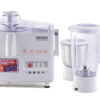 Usha 3345 450-Watt Juicer Mixer Grinder with 2 Jars (White)