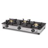 USHA Ebony Neo GS 3003 SS Stainless Steel Thick Toughened Glass Top 3 Burner Gas Stove (Black), Manual Ignition