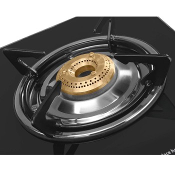 USHA Ebony Neo GS 3003 SS Stainless Steel Thick Toughened Glass Top 3 Burner Gas Stove (Black), Manual Ignition
