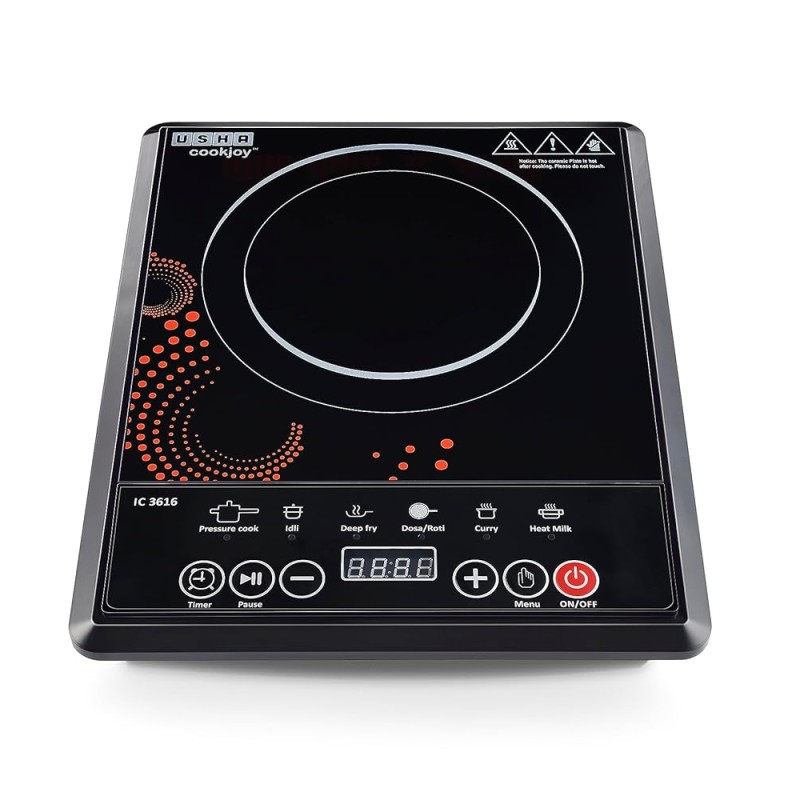 Usha Cook Joy (3616) 1600-Watt Induction Cooktop (Black) pack of 2