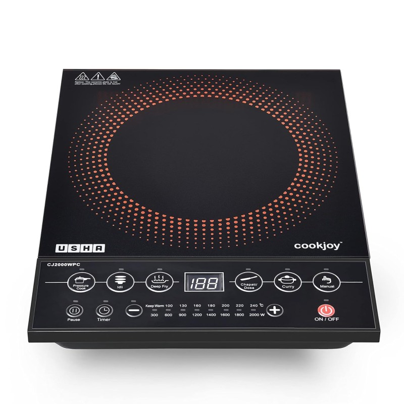 Usha Cookjoy (CJ2000WPCN) 2000 Watt Induction Cooktop (Black), Sealed