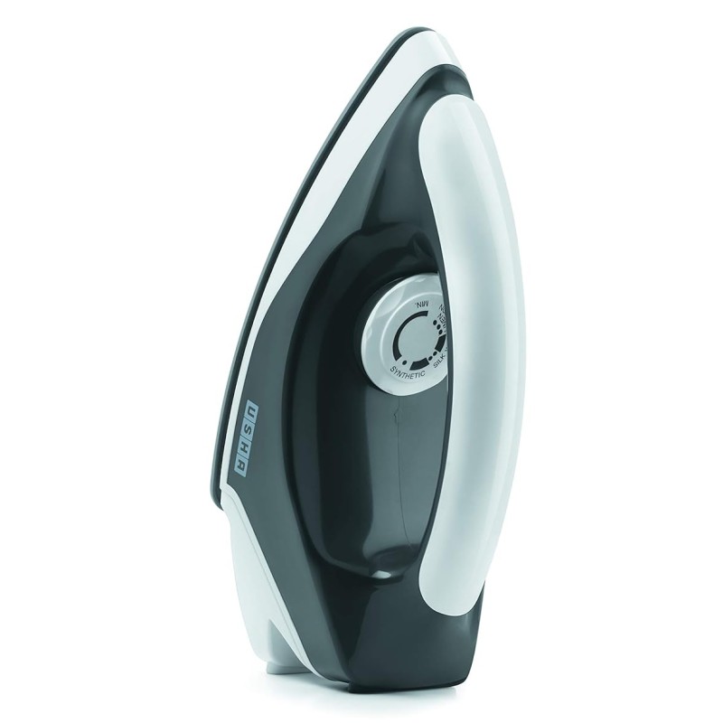 USHA Plastic Usha Aurora 1000Watt Dry Iron with Innovative Tail Light Indicator|Black Non Stick Soleplate for Longer Durability|Overheat Safety Shutoff|2 Years Warranty|(Grey & White),1000 Watts