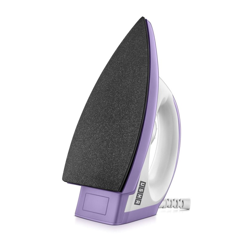 USHA Armor 1100 watts Dry Iron with Shock Proof Plastic Body | Single Coat Black Non Stick Soleplate for Longer Durability|Overheat Safety Shutoff |180° Swivel Cord | 2 Years Warranty|(Purple & White)
