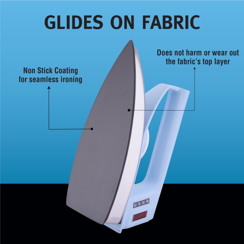 USHA EI 4175-M 750W ULTRA LIGHT WEIGHT ELECTRIC IRON WITH NON STICK PTFE COATED (BLACK WEILBURGER) SOLE PLATE, MAROON