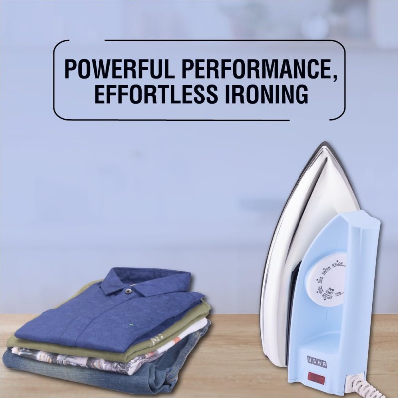 USHA EI 4175-M 750W ULTRA LIGHT WEIGHT ELECTRIC IRON WITH NON STICK PTFE COATED (BLACK WEILBURGER) SOLE PLATE, MAROON