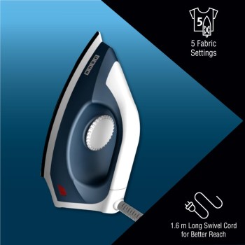 USHA EI 4175-P 750W ULTRA LIGHT WEIGHT ELECTRIC IRON WITH NON STICK PTFE COATED (BLACK WEILBURGER) SOLE PLATE, MIDNIGHT BLUE