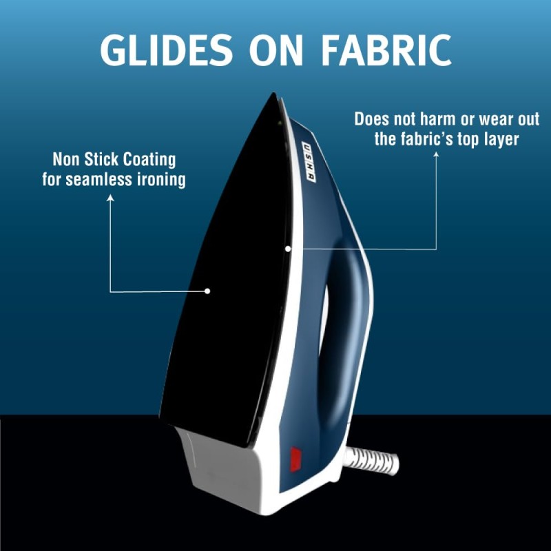 USHA EI 4175-P 750W ULTRA LIGHT WEIGHT ELECTRIC IRON WITH NON STICK PTFE COATED (BLACK WEILBURGER) SOLE PLATE, MIDNIGHT BLUE