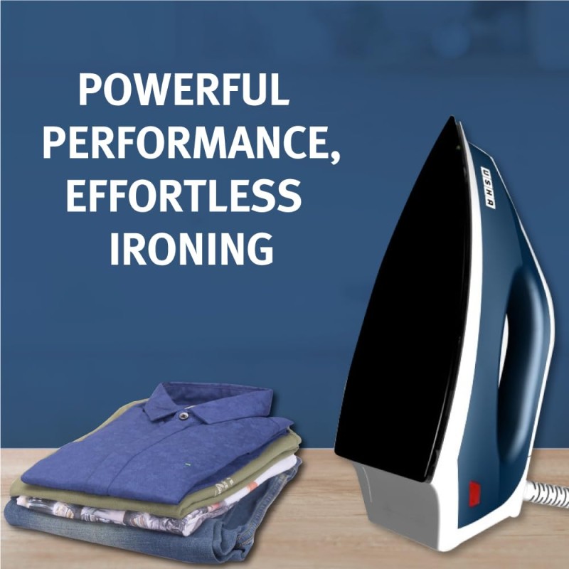 USHA EI 4175-P 750W ULTRA LIGHT WEIGHT ELECTRIC IRON WITH NON STICK PTFE COATED (BLACK WEILBURGER) SOLE PLATE, MIDNIGHT BLUE