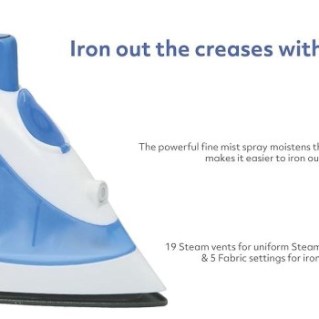 Usha 3713 1300Watt Steam Iron with Self Cleaning Function | Teflon Coated Soleplate | Powerful Steam Output upto18gm/min | 180ml Water Tank Capacity | 2 Years Warranty | (Blue & White)