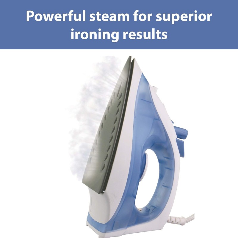 Usha 3713 1300Watt Steam Iron with Self Cleaning Function | Teflon Coated Soleplate | Powerful Steam Output upto18gm/min | 180ml Water Tank Capacity | 2 Years Warranty | (Blue & White)