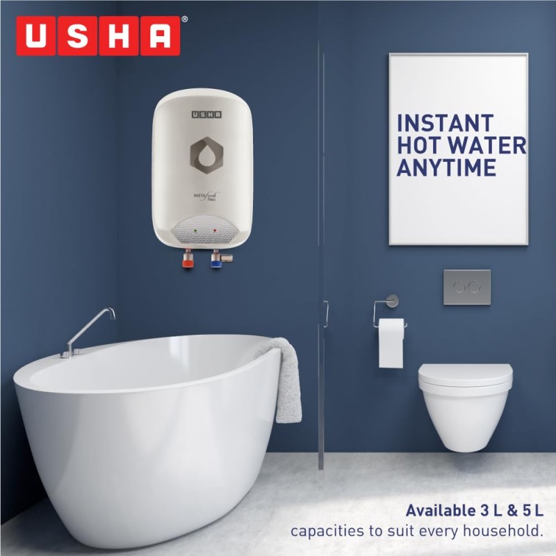 Usha Instafesh Neo 3 Litre Instant Water Heater (White), Wall Mounting Usha Instafesh Neo 3 Litre Instant Water Heater (White), Wall Mounting