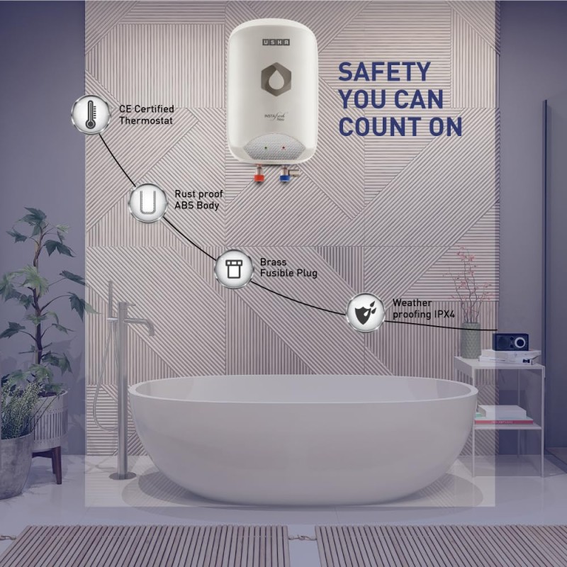 Usha Instafesh Neo 3 Litre Instant Water Heater (White), Wall Mounting Usha Instafesh Neo 3 Litre Instant Water Heater (White), Wall Mounting