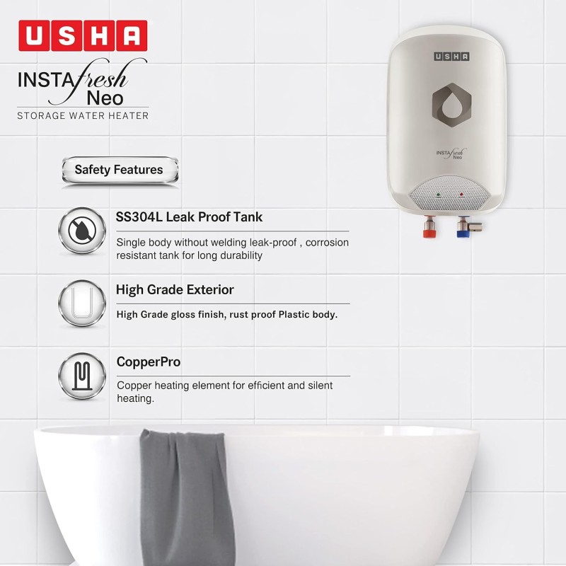 Usha Instafesh Neo 5 Litre Instant Water Heater (White), Wall Mounting Usha Instafesh Neo 5 Litre Instant Water Heater (White), Wall Mounting