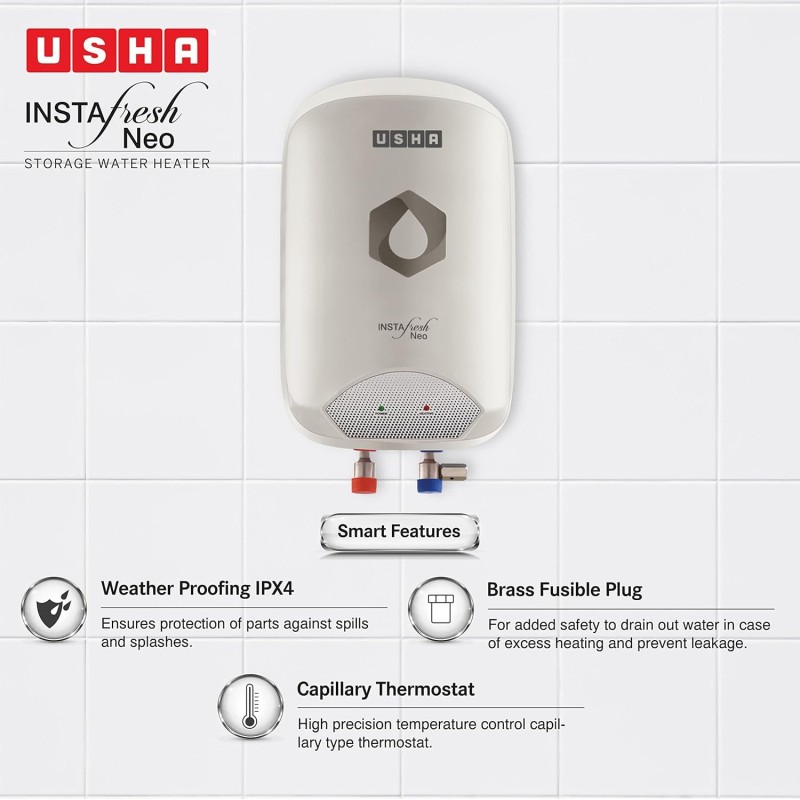 Usha Instafesh Neo 5 Litre Instant Water Heater (White), Wall Mounting Usha Instafesh Neo 5 Litre Instant Water Heater (White), Wall Mounting