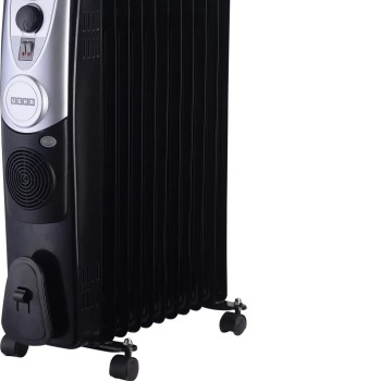 USHA OFR 4211 F PTC 2500W Oil Filled Radiator Room Heater with 11 Fins, 3 Heat Settings, Adjustable Thermostat, Built-in Fan, Overheat & Tip-Over Protection (Black)