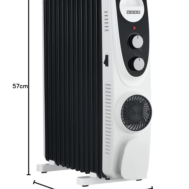 USHA 4209 FU PTC U Shaped 9 Fin Oil Filled Radiator Room Heater (Black),2700 Watts