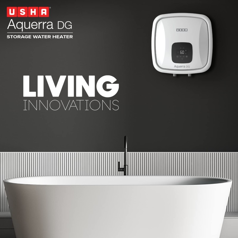 Usha Aquerra 25 Litre 5 Star Storage Water Heater (White), Wall Mounting