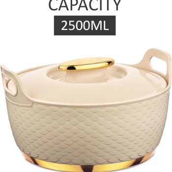 ASIAN Casserole Majestic Gold Stainless Steel Insulated Hotpot (BEIGE, 2500ML)