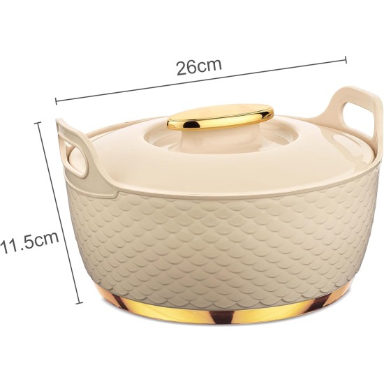 ASIAN Casserole Majestic Gold Stainless Steel Insulated Hotpot (BEIGE, 2500ML)