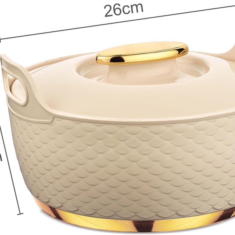 ASIAN Casserole Majestic Gold Stainless Steel Insulated Hotpot (BEIGE, 2500ML)