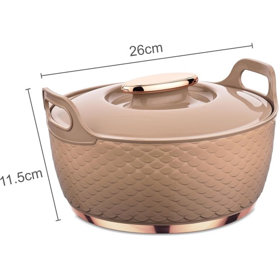 ASIAN Casserole Majestic Gold Stainless Steel Insulated Hotpot (ROSE, 2500ML)