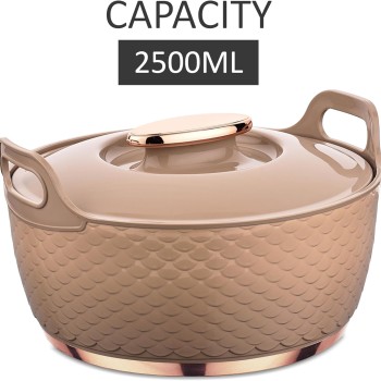 ASIAN Casserole Majestic Gold Stainless Steel Insulated Hotpot (ROSE, 2500ML)