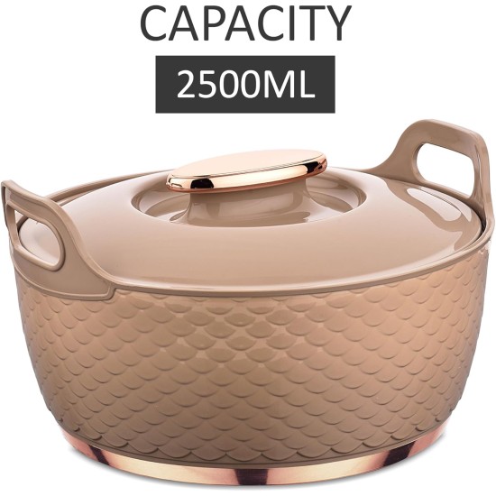 ASIAN Casserole Majestic Gold Stainless Steel Insulated Hotpot (ROSE, 2500ML)