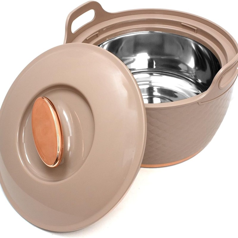 ASIAN Casserole Majestic Gold Stainless Steel Insulated Hotpot (ROSE, 2500ML)