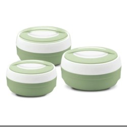 Asian Cosmos Insulated Casserole | Set of 3 Pcs ,600ML, 100ML, 1500ML - GREEN