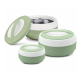 Asian Cosmos Insulated Casserole | Set of 3 Pcs ,600ML, 100ML, 1500ML - GREEN