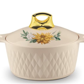 ASIAN Casserole Hotpot, Stainless Steel insulated Hot Pot, Food Warmer, Keeps Food Warm for Hours - Diamond Beige (3500 ML)