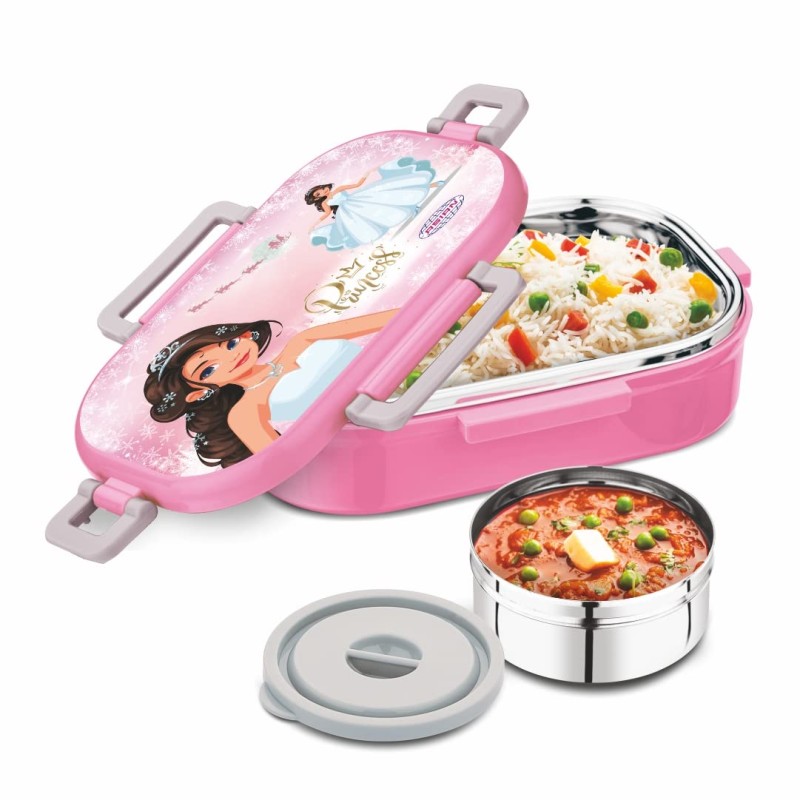 ASIAN Hot Meal Locker Kids Lunch Box With SPOON (Pink, Stainless Steel), 500 milliliter ASIAN Hot Meal Locker Kids Lunch Box With SPOON (Pink, Stainless Steel), 500 milliliter