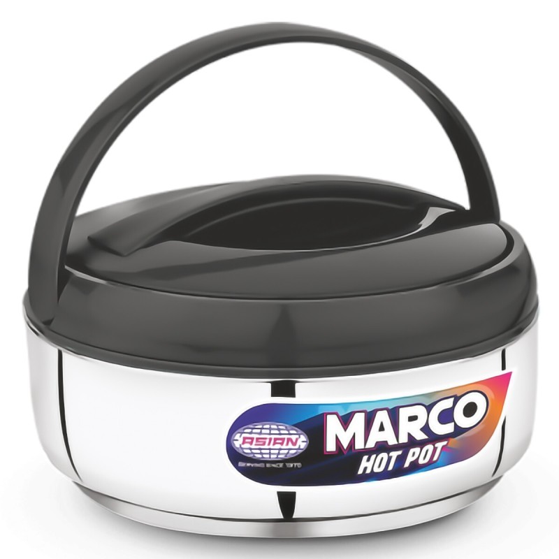 Asian Marco Stainless Steel Insulated N DELUX Hot Pot 2500L- SILVER & BLACK Asian Marco Stainless Steel Insulated N DELUX Hot Pot 2500L- SILVER & BLACK