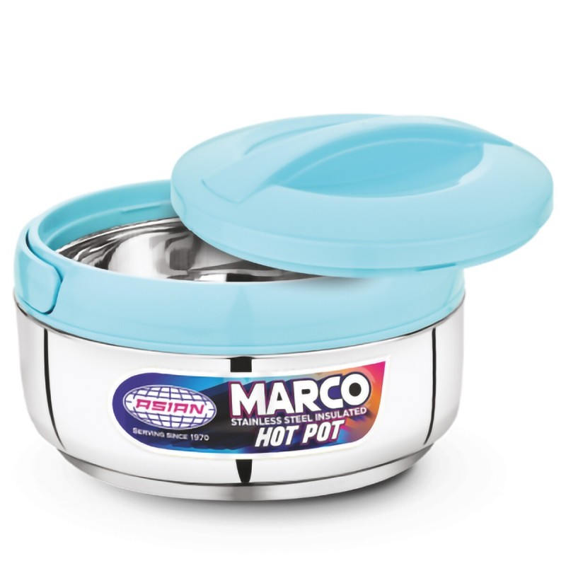 Asian Marco Stainless Steel Insulated N DELUX Hot Pot 2500L- SILVER & BLUE Asian Marco Stainless Steel Insulated N DELUX Hot Pot 2500L- SILVER & BLUE