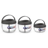 Asian Marco Stainless Steel Insulated N DELUX Hot Pot, Set Of 3Pcs (800ML, 1200ML. 1800ML) - SILVER and BLACK