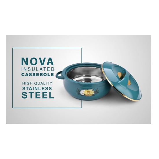 Asian Nova Inner Steel Casserole, 1600 ml, BLUE |PU Insulated| BPA Free | Odour Proof| Food Grade | Easy to Carry | Easy to Store | Ideal for Chapatti | Roti | Serving Casserole