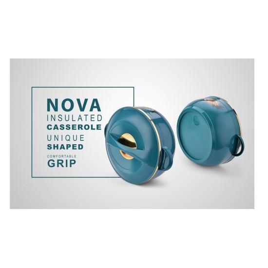 Asian Nova Inner Steel Casserole, 2500 ml, Blue |PU Insulated| BPA Free | Odour Proof| Food Grade | Easy to Carry | Easy to Store | Ideal for Chapatti | Roti | Serving Casserole