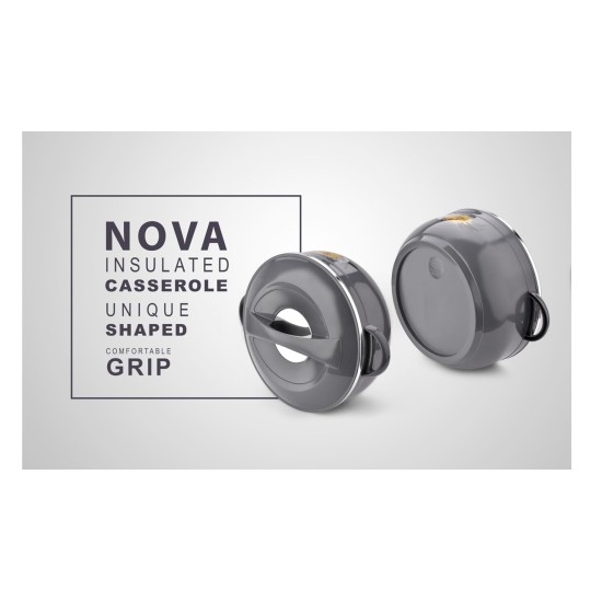 Asian Nova Inner Steel Casserole, 5500 ml, Grey |PU Insulated| BPA Free | Odour Proof| Food Grade | Easy to Carry | Easy to Store | Ideal for Chapatti | Roti | Serving Casserole