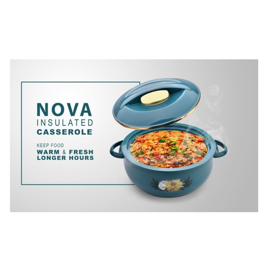 Asian Nova Inner Steel Casserole, 7500 ml, Blue |PU Insulated| BPA Free | Odour Proof| Food Grade | Easy to Carry | Easy to Store | Ideal for Chapatti | Roti | Serving Casserole