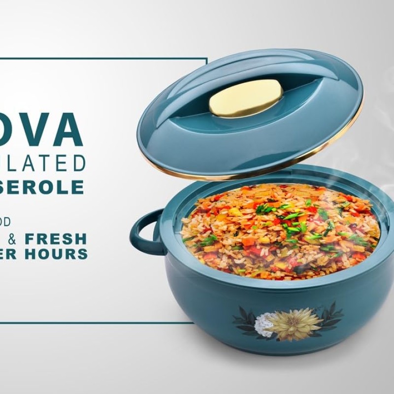 Asian Nova Inner Steel Casserole, 7500 ml, Blue |PU Insulated| BPA Free | Odour Proof| Food Grade | Easy to Carry | Easy to Store | Ideal for Chapatti | Roti | Serving Casserole