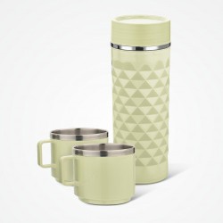 Asian Orion Combo Set| Flask & 2 cups | PARROT GREEN