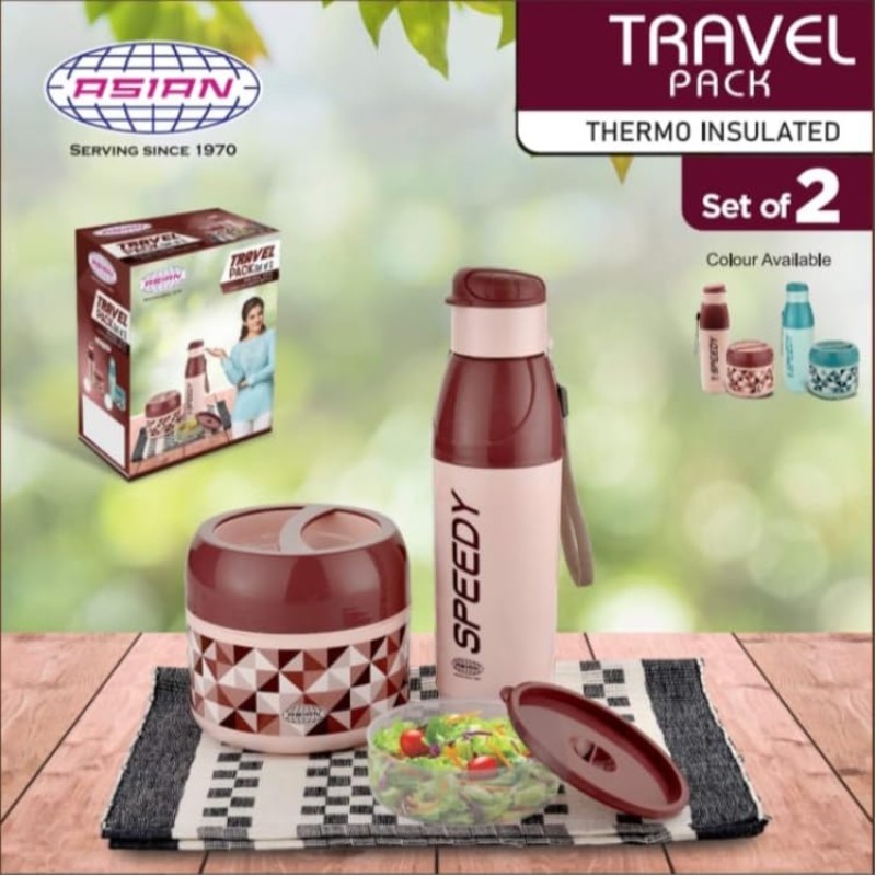 Asian Travel Pack (Mini Meal Tiffin & Good Luck Executive 500ML) Set of 2 Asian Travel Pack (Mini Meal Tiffin & Good Luck Executive 500ML) Set of 2