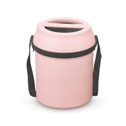 ASIAN Wonder Meal Hot Lunch Box SR. Set of 3 (700 ML) Pink Color (Stainless Steel)